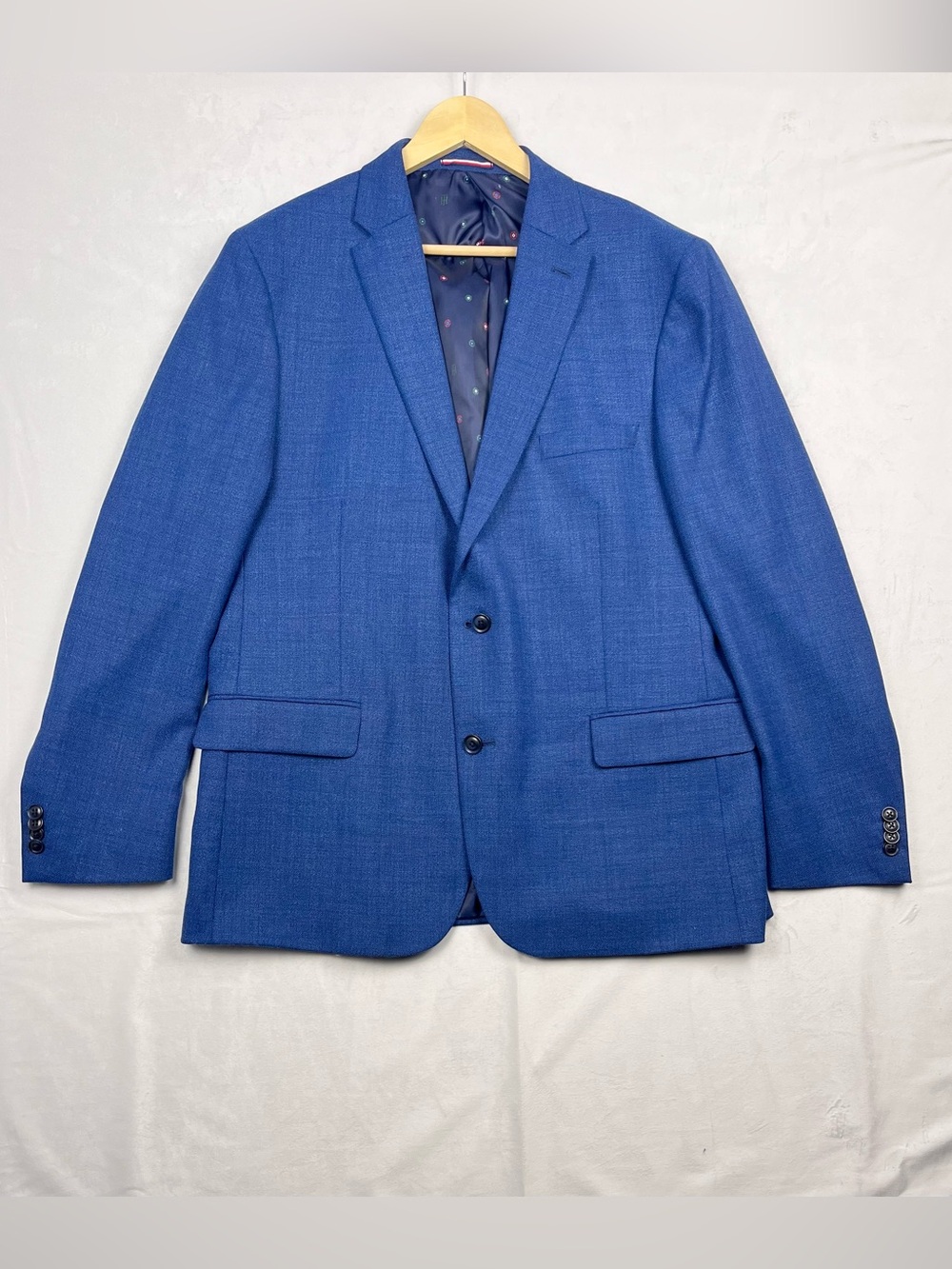 Tommy Hilfiger Modern Fit Blue Wool Blend Sport Coat Blazer 46R